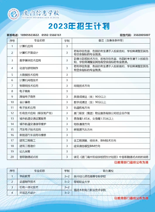 廈門信息學校2023年招生計劃.png