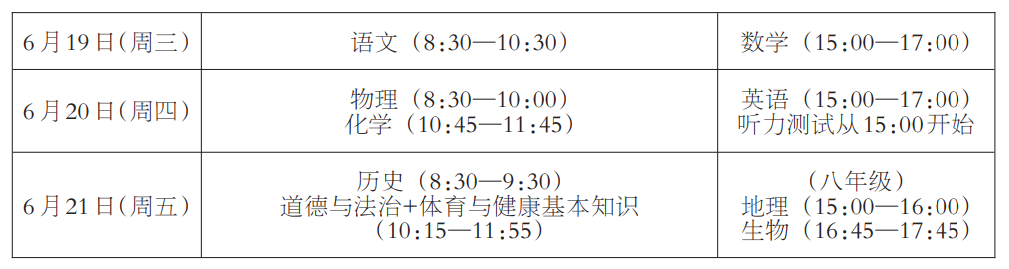 2024年福建寧德中考時間（省級統(tǒng)考，6月19日至21日）