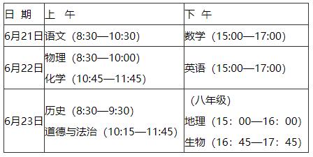 2024年廈門中考時間（考試時間）