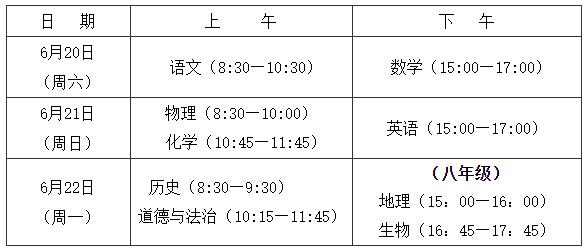 2024年廈門中考時間（考試時間）